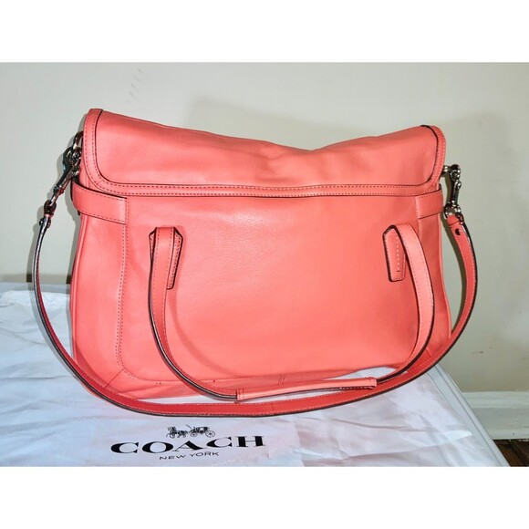 COACH Taylor Marin Handbag Pink Crossbody Salmon Leather Satchel - Picture 5 of 9